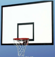 Щит баскетбольный тренировочный 1800*1050 мм  (1 щит, 1 кольцо, 1 сетка)  фанера (белый, синий),  с фермой металл, (синий),  вынос 1000 мм