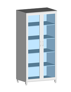 Шкаф медицинский металлический для медикаментов и инструментов со стеклянными дверьми 800*430*1800 мм