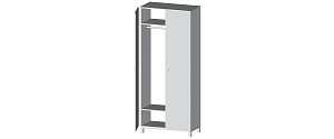 Шкаф медицинский для одежды 600*500*1650 мм м/к (Серый), ЛДСП (Пепел)