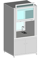 Шкаф вытяжной химический с мойкой 1040*600*2400 мм м/к (Серый), ЛДСП (Пепел), Орг.Стекло