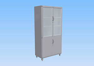 Шкаф медицинский металлический 700*320*1655 мм металл (Серый). Стекло