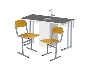 Комплект ученический лабораторный химический (стол двухместный и два стула)