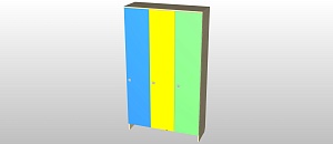 Шкаф для детской одежды 3-х секционный 1050*350*1800 мм ЛДСП (Белый глянец/Лайм/фиолетовый/желтый)