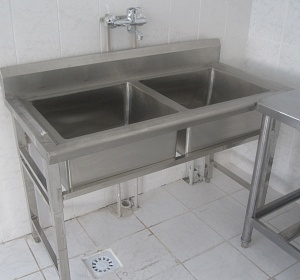 Ванна моечная двухсекционная 1200*600*860 мм м/к (Серый), Нерж. Сталь (в комплекте со смесителем и сифоном)