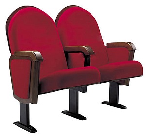 Кресло театральное для актового зала (складируемое,с подлокотниками) 530*730*1100 мм м/к (Черный), Ткань (Астра велюр Красный) с ППУ ВВ