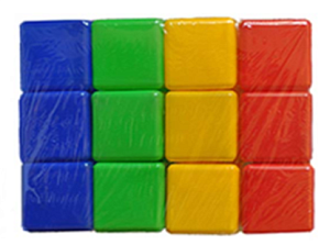 Кубики цветные 12 шт. Размер кубика 8*8*8см.