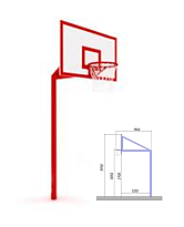 Стойка баскетбольная тренировочная уличная 1200*1800*3950 мм металл (Синий)