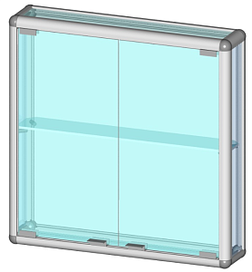 Витрина настенная стеклянная с распашной дверью, со стеклянными полками 600*600*130 мм