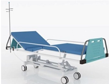 Кровать функциональная 4-х секционная (на колесах) с электромеханической регулировкой высоты с 2-мя боковыми ограждениями жесткой фиксацией КФМ-04/04