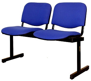 Кресло для актового зала (изо) 2-х секционные (не складир.,без подлокот.) м/к (Серый), Гобелен (Синий)