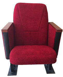 Кресло театральное для актового зала (складируемое, с подлокотниками) м/к (Черный), Ткань (Астра велюр Красный)