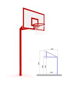 Стойка баскетбольная тренировочная уличная 1200*1800*3950 мм металл (Красный)