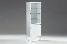 Шкаф медицинский металлический с сейфом 530*435*1700 мм (верх стекло)