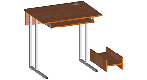 Стол компьютерный ученический 1050*700*520/640/720 мм м/к (Серый), ЛДСП (Вишня)