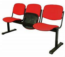 Секция стульев  на 3 места 1800*560*800 мм м/к (Черный), гобелен (Бордовый)