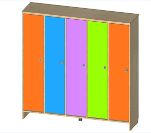 Шкаф для одежды детей с подсушкой 5-ти секционный, без электрики 1500*450*1300 мм