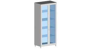 Шкаф для хранения химических реактивов 800*470*1780 мм м/к (Серый), ЛДСП (Пепел), двери стекло